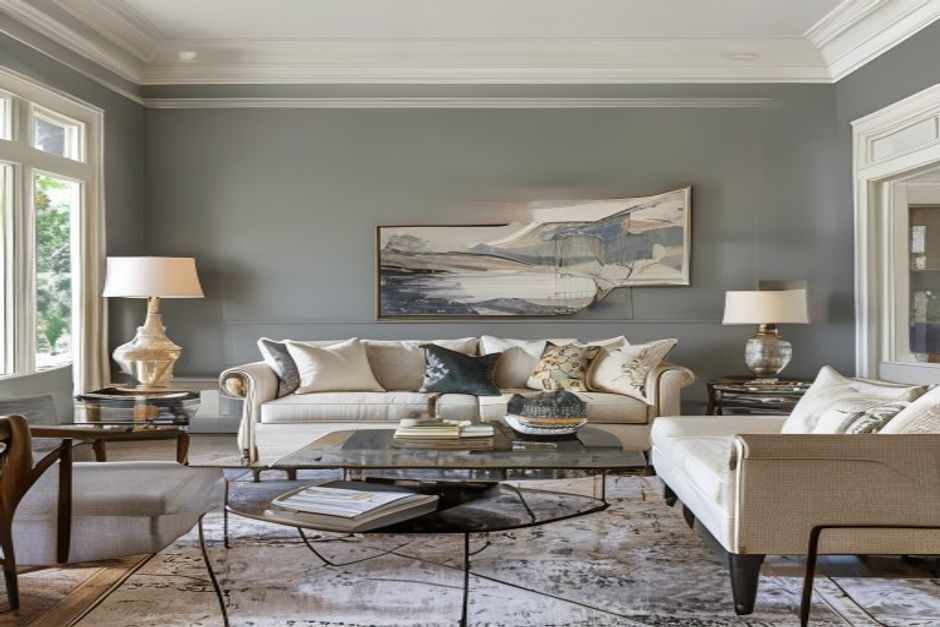 Warm gray paint crown molding