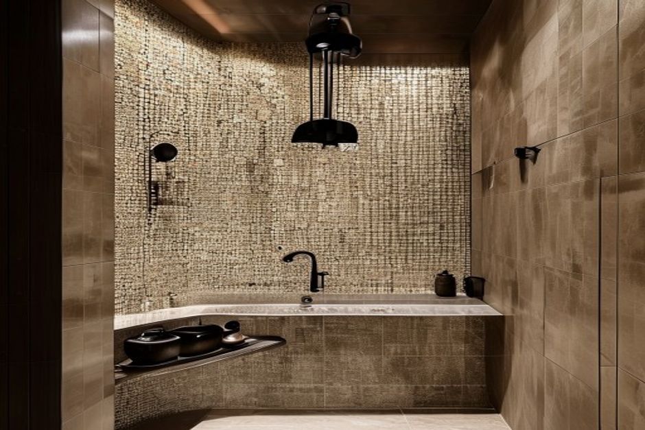Mosaic shower niche