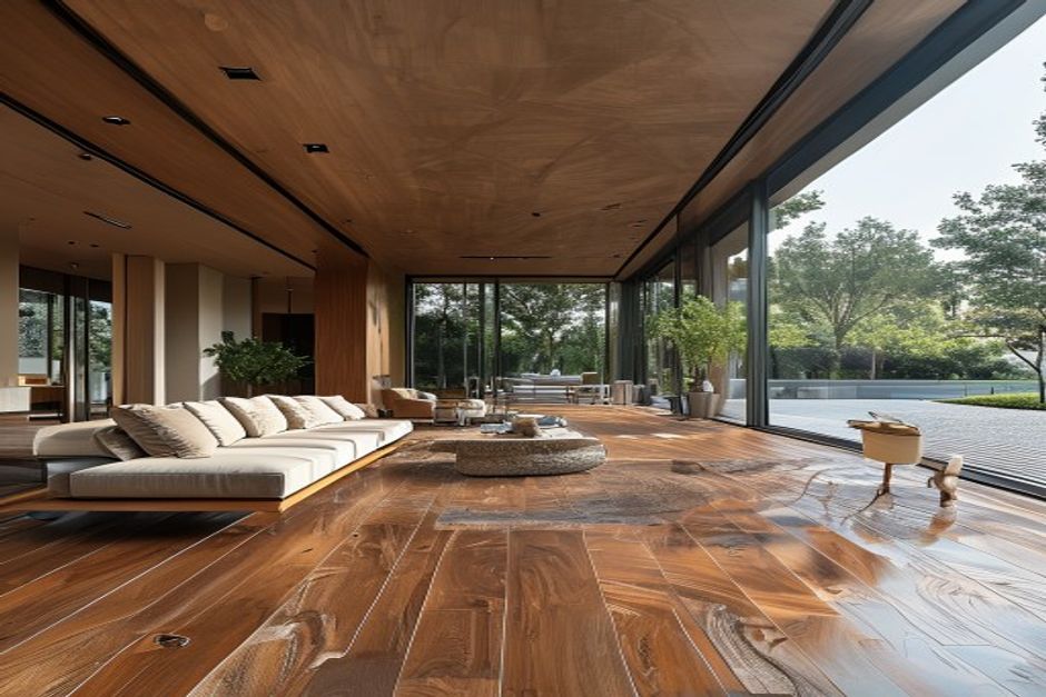 Wood-look porcelain open concept